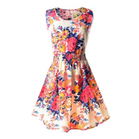 Women Sleeveless Floral Dress Casual Skinny Skirt Summer Wear Size S (Pink Flower)